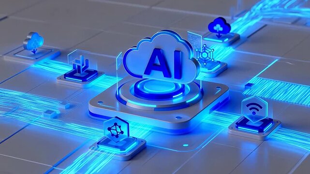 AI technology concept with cloud icons