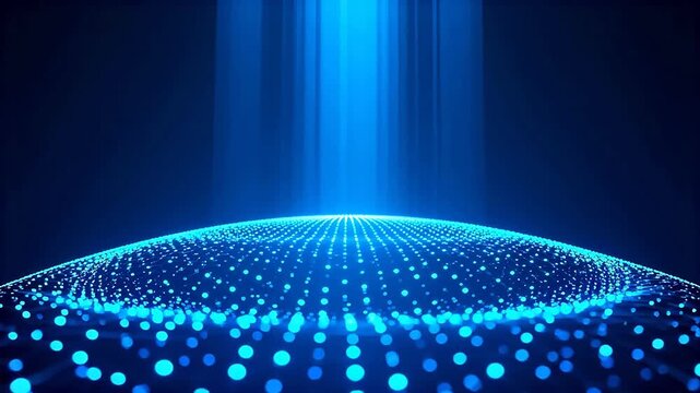 Abstract blue light dot pattern on curved surface