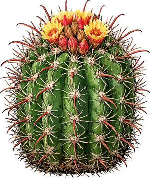 Ferocactus wislizeni illustration art