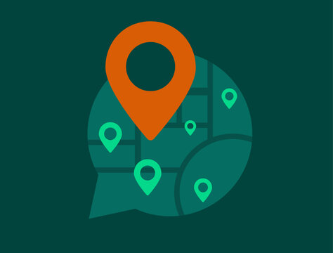 Multi store locator map, business chain geolocation network, franchise outlet location pins, local branch presence visualization, modern flat design, vector illustration