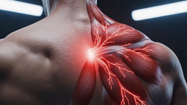 Anatomical illustration of shoulder muscle structure