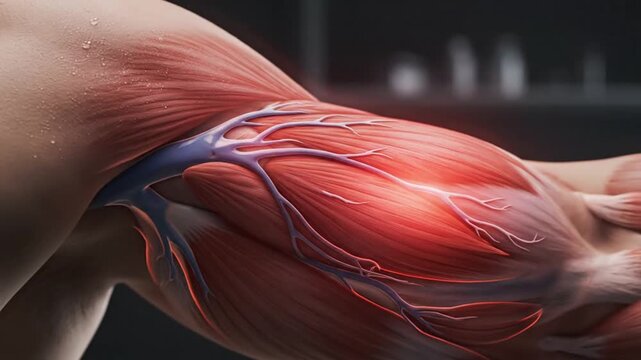 Medical illustration of arm muscle