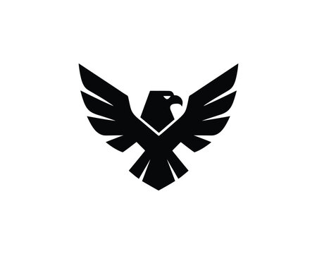 Eagle wings spread open facing minimalist vector illustration