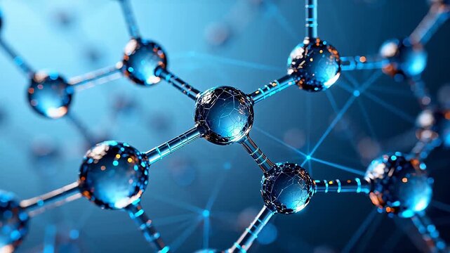 Abstract molecular structure with glowing nodes