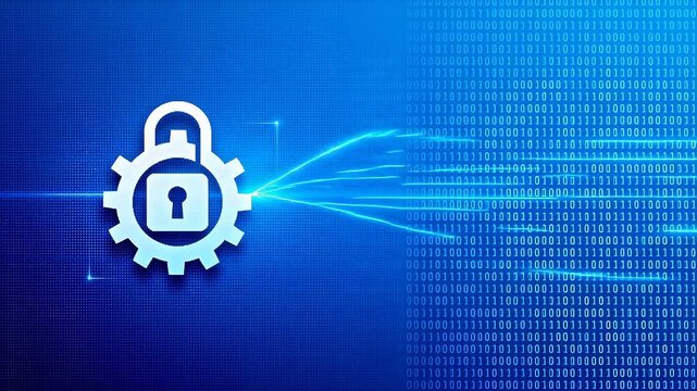 Digital security icon with binary code
