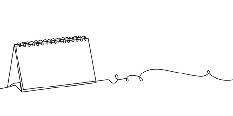Continuous one line calendar icon art continuous event time outline. Calendar one line agenda schedule illustration appointment sketch date lineart paper holiday month check business day diary office © Максим Зайков