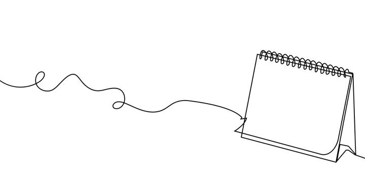 Continuous one line calendar icon art continuous event time outline. Calendar one line agenda schedule illustration appointment sketch date lineart paper holiday month check business day diary office