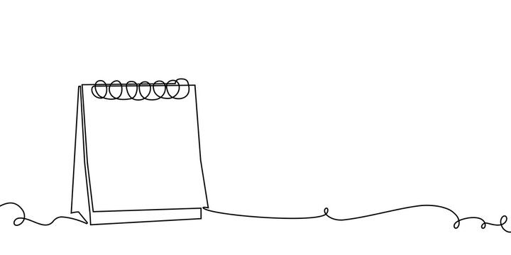 Continuous one line calendar icon art continuous event time outline. Calendar one line agenda schedule illustration appointment sketch date lineart paper holiday month check business day diary office