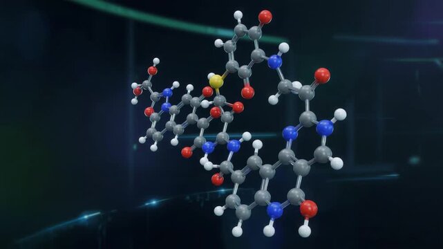 A molecule with a yellow and red center