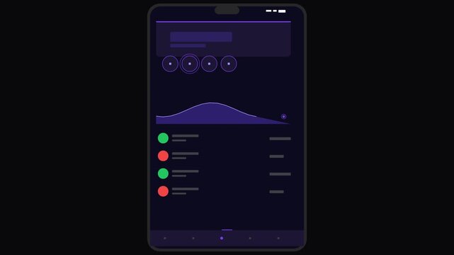 Intuitive digital finance application interface on a smartphone, displaying dynamic market data, interactive charts, and real-time performance tracking