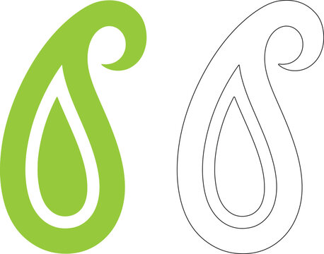 Green and outline paisley shapes symbol