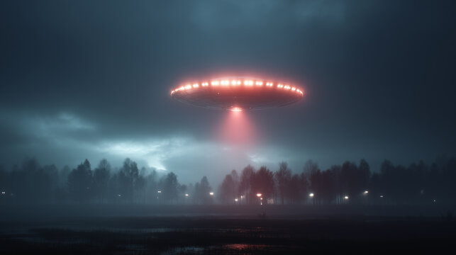 UFO hovering over a field