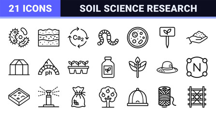 Organic Soil Science and Regenerative Agriculture Minimalist Monoline Geometric Line Art for Sustainable Farming and Ecology Research