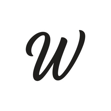 Elegant cursive letter w isolated on a plain white background
