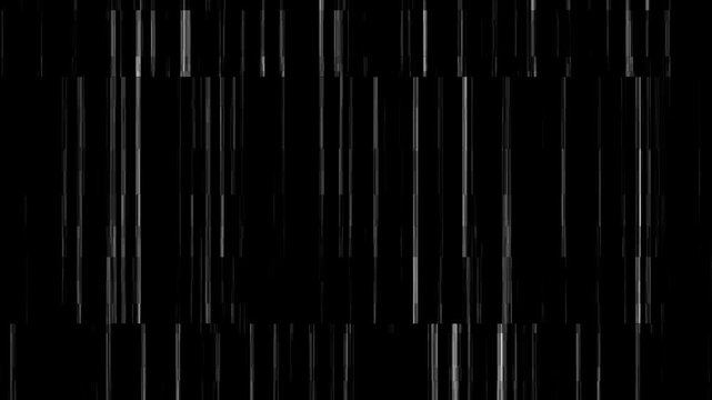 White digital glitch vertical lines flickering on black background
