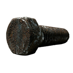 Fototapeta premium rusty bolt and nut with corroded metal texture, vintage industrial hardware, weathered fastener with oxidation detail isolated on transparent background PNG