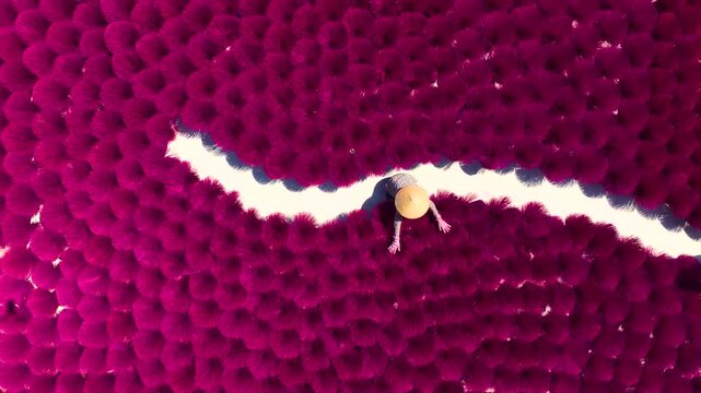 drone View of Colorful Incense Sticks Drying in Quang Phu Cau Village 