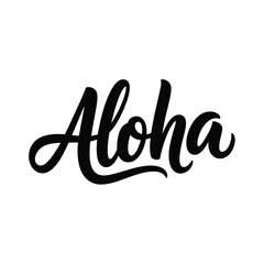 Black calligraphy script displaying the hawaiian greeting aloha © MDMINTU