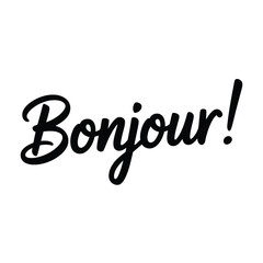 Elegant black script lettering spells out bonjour a french greeting © MDMINTU