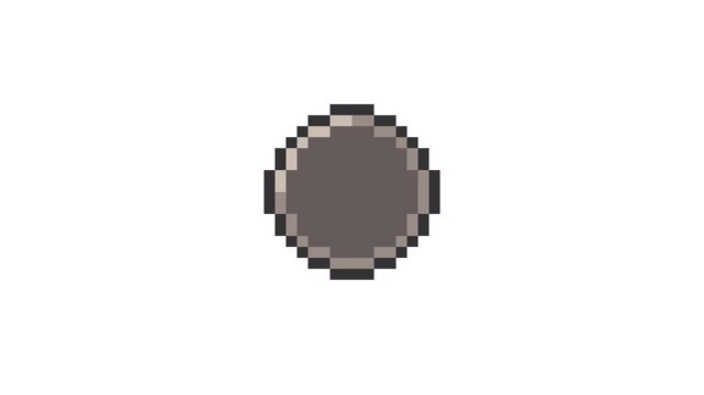 8-bit pixel art circle silver coin. looped animation 4k 30fps