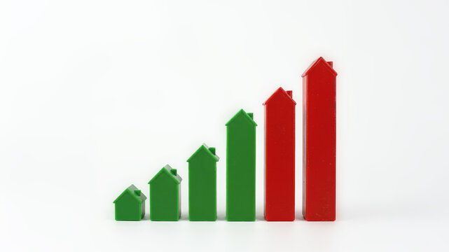 Rising Housing Market Prices &ndash; Real Estate Affordability Concept with House Bar Graph