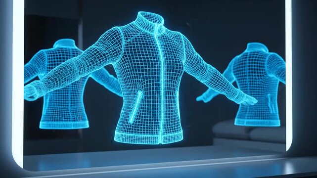 AR Fitting Room Virtual Try-on Wireframe Fashion Tech