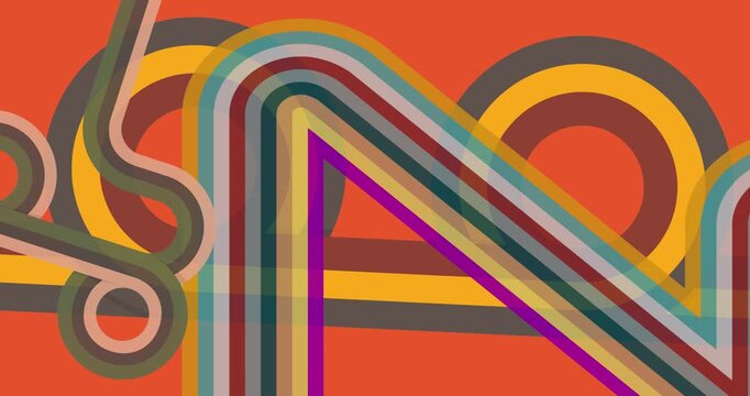 Retro 70s Background animation with Groovy 1970s art video. Minimalistic Vintage design, old-fashioned color artwork.
