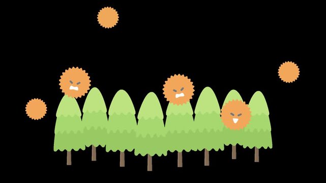 花粉が飛散する森の背景アニメーション