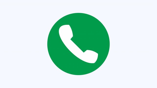 Green circle with a white phone receiver icon. Perfect for contact, communication, technology, customer service, phone call, and telecommunication concepts.