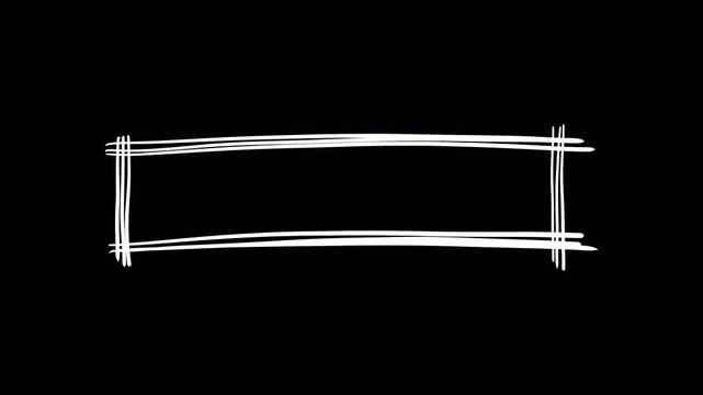 Hand-drawn white rectangle frame animation on black background.