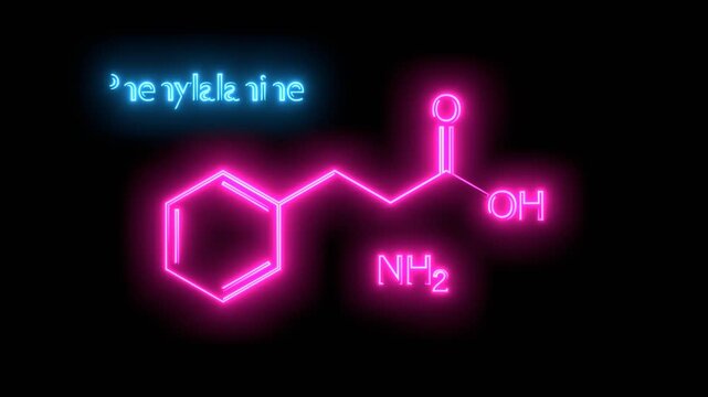 Phenylalanine molecular structure. Phenylalanine skeletal chemical formula. Supplement and nutrition.