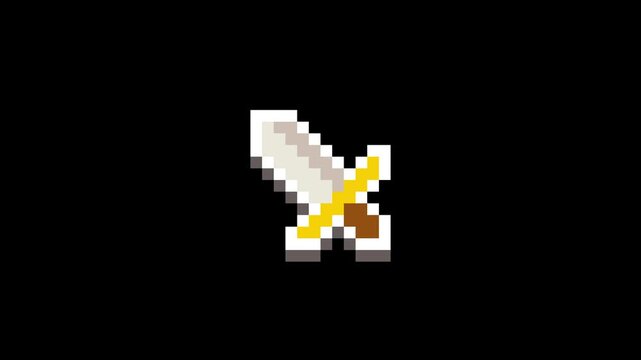 8-bit pixel art knife outline icon. looped animation 4k 30fps
