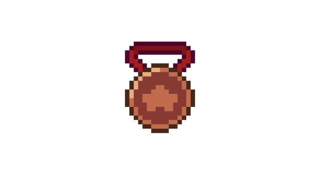 8-bit pixel art bronze star medal. looped animation 4k 30fps