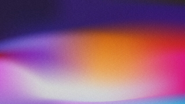 A soft, grainy abstract gradient background blending deep purple, warm orange, pink, and cool blue tones with subtle noise texture.