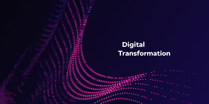 Abstract digital transformation background with flowing particle streams