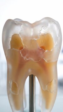 Transparent tooth decay model dental cavity anatomy structure medical education healthcare enamel dentin oral health dentistry teaching aid human molar structure dental clinic background enamel