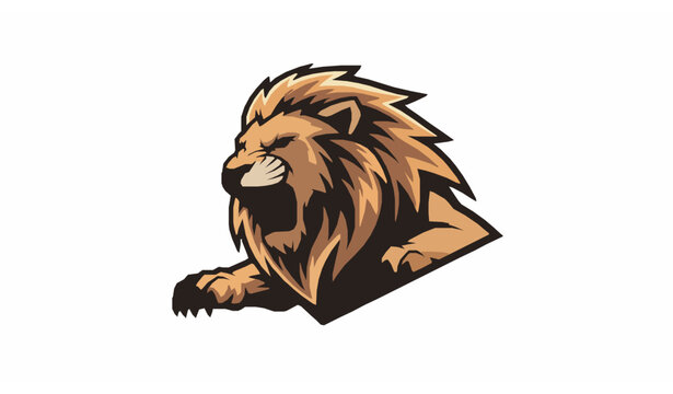 Esports king lion mascot logo vector with aggressive roaring design for sports team branding