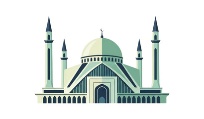 Fototapeta premium A minimalist vector illustration of a mosque with a green and blue color scheme