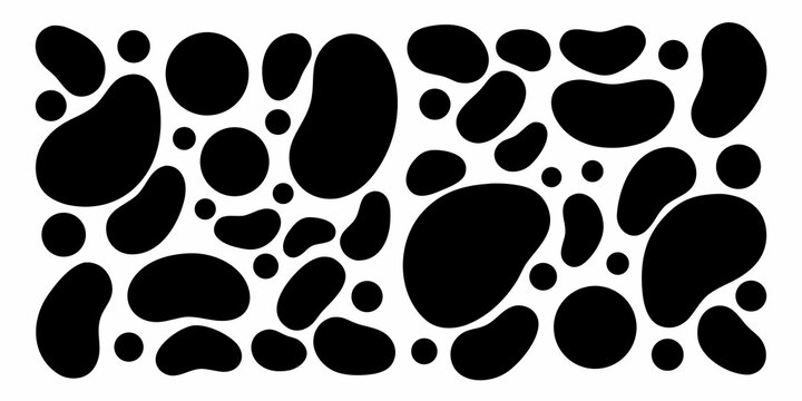 Abstract black shapes on a white background create a patterned design