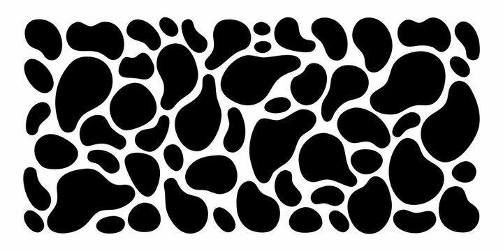 Abstract pattern of irregular black shapes on a white background