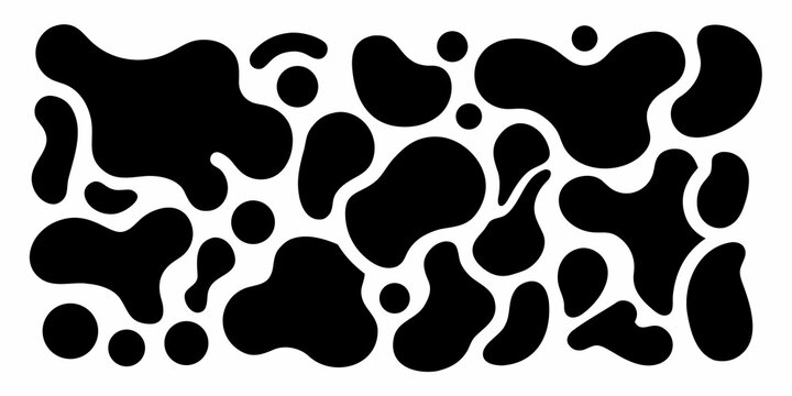 Abstract black and white pattern of irregular organic shapes