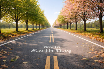 Obraz premium world earth day, save the planet road in autumn