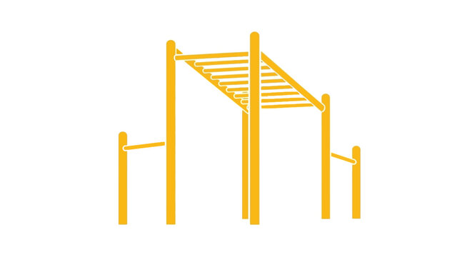 Yellow monkey bars outdoor fitness equipment icon on white