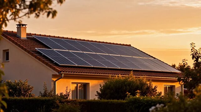 House with solar panels on roof