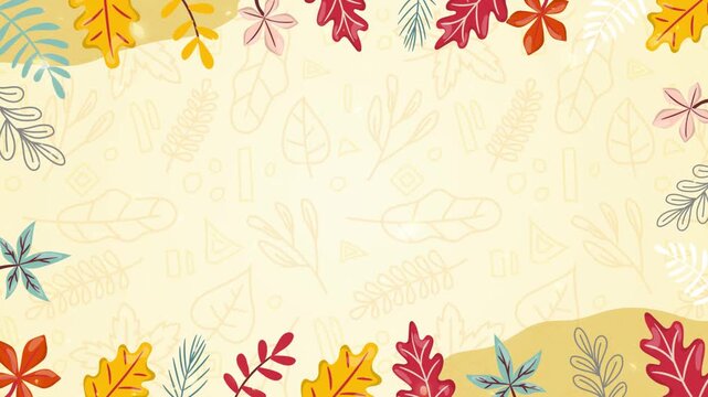 Romantic Floral Border with Autumn Leaves and Flowers for Anniversary Decoration