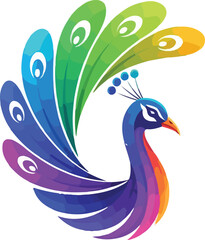Naklejka premium Elegant Peacock Logo Vector Design | Stylized Bird Silhouette with Decorative Feathers | Luxury Animal Symbol for Branding, Art, and Decoration