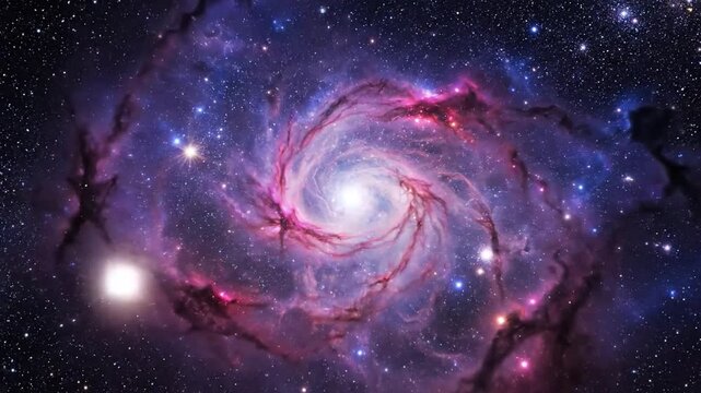 Vibrant spiral galaxy swirling with cosmic dust and gas amidst distant stars in deep space.