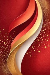 Fototapeta premium Elegant red and gold abstract ribbons with glittery powder accents for festive luxury backgrounds