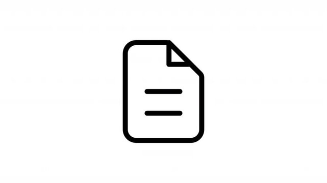 Animated document icon video featuring a file symbol for content management, document organization, file storage, and software interfaces. Ideal for UI animations, business applications, and workflow 