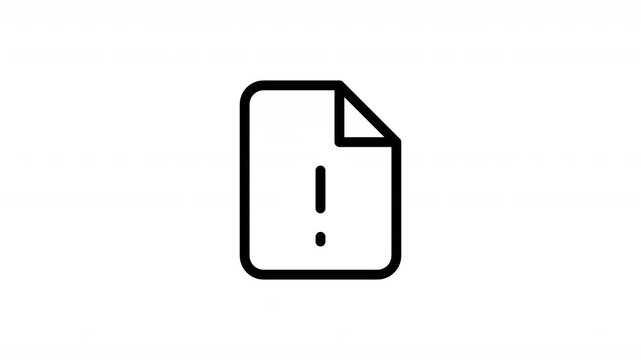 nimated document alert icon video featuring a file symbol with warning indicator. Ideal for notifications, content management systems, document workflows, software interfaces, and motion graphics